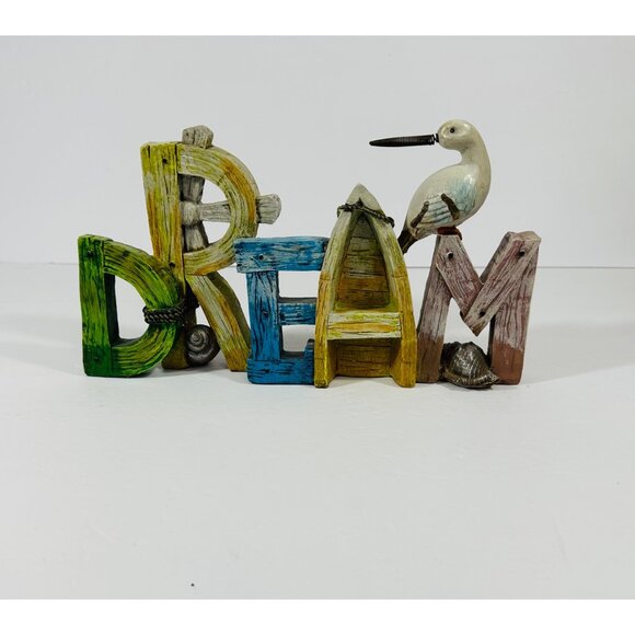 Dream Coastal Spell Out Nautical Decor Bird & Seashell Accents 11” - Picture 2 of 6